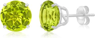 MAX + STONE 14k White Gold 9mm Round Cut Gemstone Stud Earrings