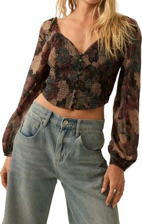 Promesa Corset Peasant Top In Brown Multi