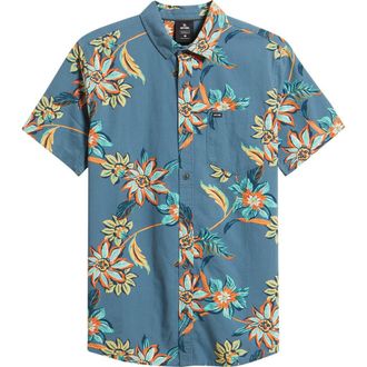 Rip Curl Sessions Short Sleeve Button-Up Shirt in Bluefin at Nordstrom, Size Xx-Large