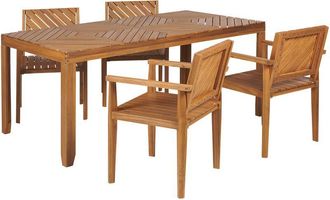 Beliani Garden Dining Set 4 Seater BARATTI Acacia Wood Brown