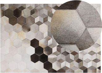 Beliani Beliani - Alfombra De Piel De Vaca Gris 160 X 230 Cm Estilo Patchwork Patr&oacute;n Geom&eacute;trico Sason