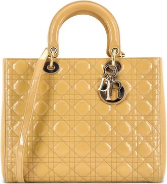 Dior Lady Dior Bag Cannage Quilt Patent Large satchel - Beige