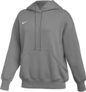 Nike Womens Phoenix Fleece Pullover Hoodie In Dark Heather Grey/white