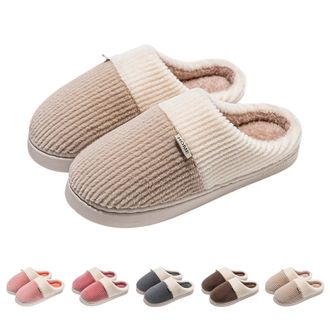 Generic Home Slippers For Couple Couple Slippers For Him And Her Stylish Patchwork Slipper Thick Sole Winter Slipper Home Warmth Shoes Closed Toe Mule Sliders
