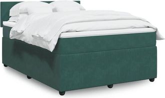 vidaXL Vidaxl - Cama Box Spring Con Colch&oacute;n Terciopelo Verde Oscuro 140x190 Cm