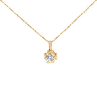House of Brilliance 10K Yellow Gold Plated.925 Sterling Silver 1/2 Cttw Lab Grown Diamond Woven Pendant Necklace