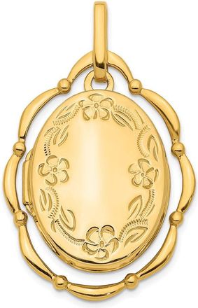 Diamond2Deal 14k Yellow Gold Dancing Floral 24mm Oval Locket Pendant Pendant