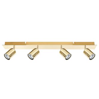 Beliani L&aacute;mpara De Techo Metal Dorado 4 Pantallas De Luz Luces Ajustables Dise&ntilde;o Industrial Moderno Tigris