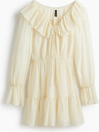 H&M Kleid mit Volantkragen - White