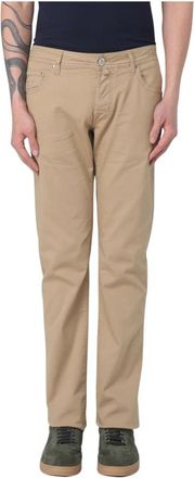 Jacob Cohen Zandkleurige Broek - Heren - Chinos - Beige - W35 - Katoen - Broeken