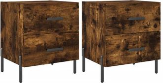 vidaXL Vidaxl - Mesita noche 2 uds madera ingeniería roble ahumado 40x35x47,5cm