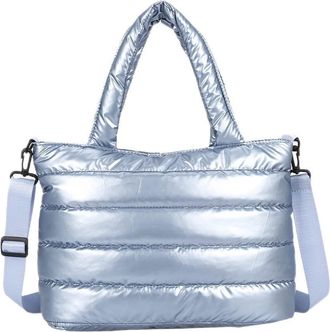 Generic Vintage Nylon Handbag Women Solid Color Embroidery Thread Top-handle Handbag Leisure Travel Shopping (Blue)