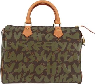 Louis Vuitton Speedy Handbag Limited Edition Monogram Graffiti Khaki Canvas Bag (Pre-Owned)