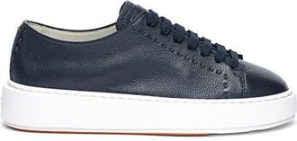Santoni Leather Sneaker in Blue at Nordstrom, Size 8.5