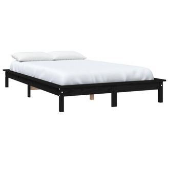 Berkfield Home Beautiful Bed Frame Black 150x200 cm King Size Solid Wood Pine
