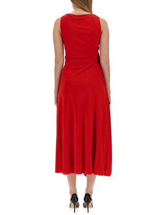 Lanvin Viscose Knit Drape Dress - Red