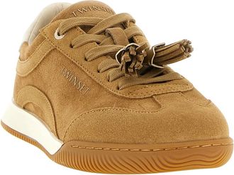 Twinset Schoenen, Dames, Beige, 41 EU, Leer, Suede Sneakers