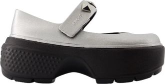 Crocs Schoenen, Dames, Grijs, 39 EU, Zilveren Mary Jane Ballerinas - Synthetisch
