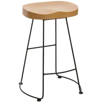 Hhg Nunca Usado] Taburete De Bar Hhg 972, Taburete De Bar Taburete De Mostrador Taburete De Cocina, Reposapi&eacute;s Metal Industrial Madera Maciza Estructura 3