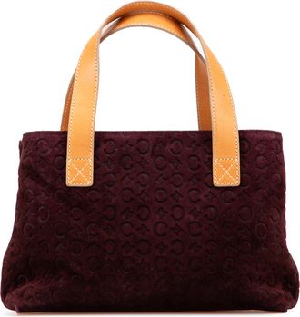 Celine Pre-owned Womens Suede Embossed Logo Tote - Dark Red Leather - One Size