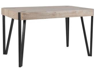 Beliani Beliani - Tavolo Da Pranzo Piano In Legno Tortora Gambe In Metallo Nero 130 X 80 Cm Cambell