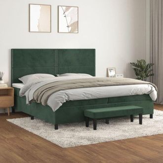 vidaXL Vidaxl - Cama Box Spring Con Colch&oacute;n Terciopelo Verde Oscuro 200x200 Cm