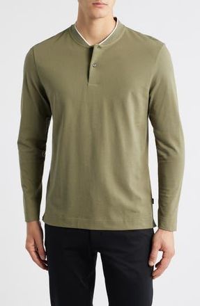 BOSS Pal Long Sleeve Blade Collar Polo in Medium Green at Nordstrom Rack, Size Xx-Large