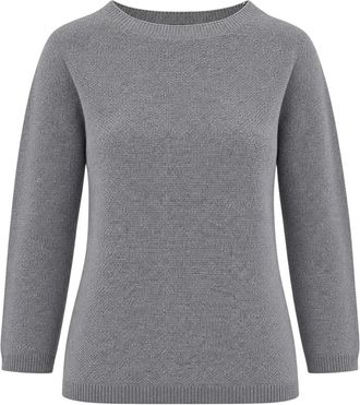 Fabiana Filippi Platinum met lurex bootnek Grote rijstkorrelsteek - Dames - Ronde hals truien - Grijs - XS - Wol - Truien & Vesten