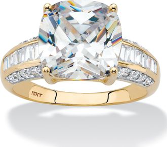 Palm Beach Jewelry 3.28 Cttw. Solid 10k Yellow Gold Princess-Cut Cubic Zirconia Ring