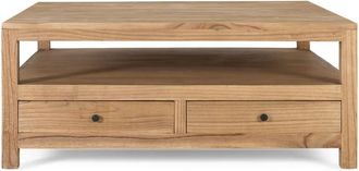 Giner&Colomer Mesa de centro cuadrada de madera mindi de 110 cm