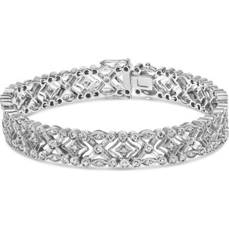 House of Brilliance 18K White Gold 3 3/4 Cttw Diamond Art Deco Link Bracelet at Nordstrom