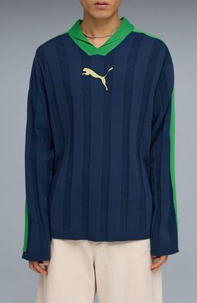 Puma T7 Rib Long Sleeve Polo in Blue Jewel at Nordstrom, Size Xx-Large