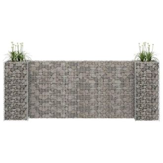 Berkfield Home H-Shaped Gabion Planter Steel Wire 260x40x100 cm in Silver | Size: 260 x 40 x 100 cm