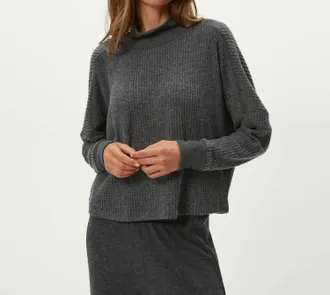 Michael Stars Wynn Turtleneck Long Sleeve Sweater In Charcoal