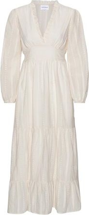 Americandreams Umi Katoenen Lange Jurk - Dames - Casual kleedjes - Beige - S - Katoen - Kleedjes
