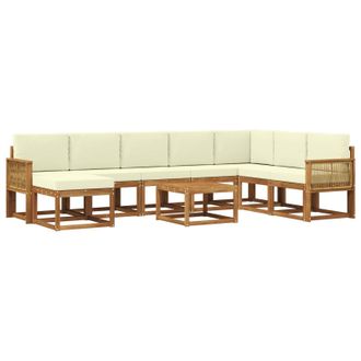 vidaXL Conjunto De Sof&aacute;s De Exterior Con Coj&iacute;n 9 Pcs Natural Y Crema Vidaxl