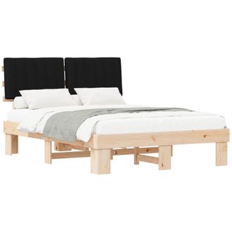 vidaXL Estructura De Cama Con Cabecera Tapizada Negro 140 X 200 Cm Vidaxl
