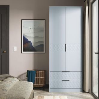 Lewis's Harlequin 2 Drawer Double Wardrobe in Denim Blue - Ready Assembled - Lewiss Home | TJ Hughes