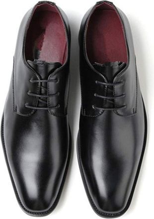 Generic Shoes Dress Oxford for Men Lace Up Burnished Toe Derby Shoes Vegan Leather Low Top Rubber Sole Anti-Slip Non Slip Block Heel Wedding(Black,6.5 UK)