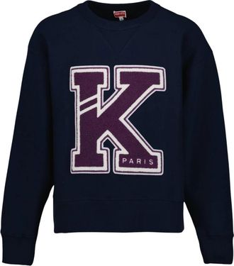 Kenzo Oversized sweatshirt met geborduurd logo - Heren - Sweatshirts - Blauw - L - Katoen - Hoodies & sweatvesten