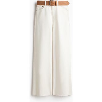 H&M Wide High Waist Jeans in White at Nordstrom, Size 14