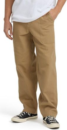 Billabong Stamped Garage Relaxed Straight Leg Patch Pocket Canvas Pants in Gravel at Nordstrom, Size 38