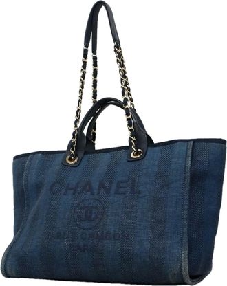 Chanel Navy Tweed Tote Bag (Pre-Owned)