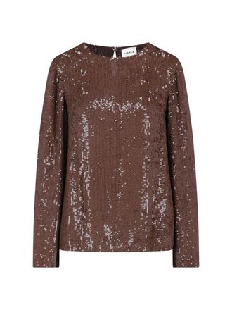 P.A.R.O.S.H. Sequined Viscose Top with Round Neckline