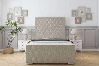 Sloomy Watson Plush Frame-Mattress - 50 Upholstered Headboard in Cream | Size: King