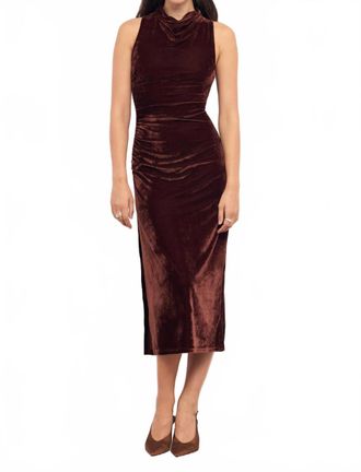 Minkpink Sonja Velvet Midi Dress In Chocolate