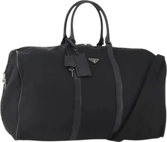 Prada Pre-owned Weekend Bags, female, Black, Size: ONE SIZE Pre-owned Vintage Nylon Boston Bag