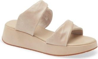 Chocolat Blu Essa Platform Wedge Slide Sandal in White Sand Leather at Nordstrom, Size 8.5