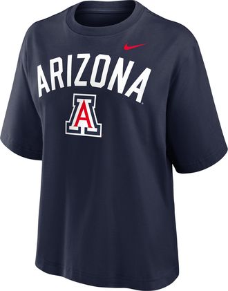 Nike Arizona Arch Over Logo Boxy Nike Womens College T-Shirt in Blue | 01CM41SUAN-KMG