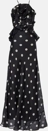 Zimmermann Crush polka-dot ruffled linen and silk gown